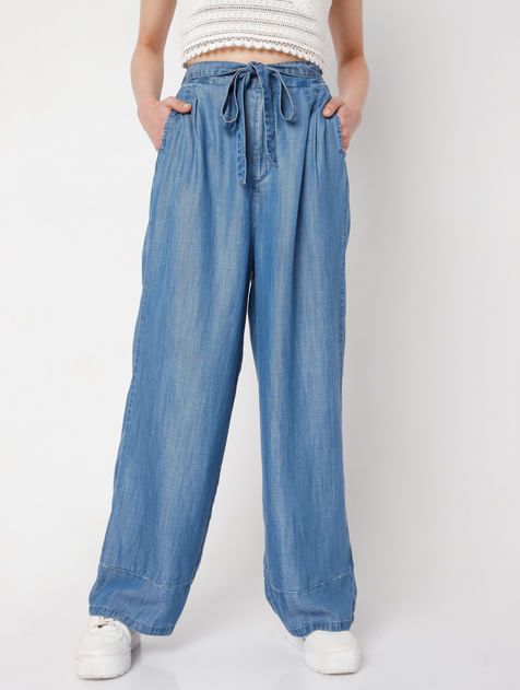 Blue High Rise Jade Straight Fit Jeans