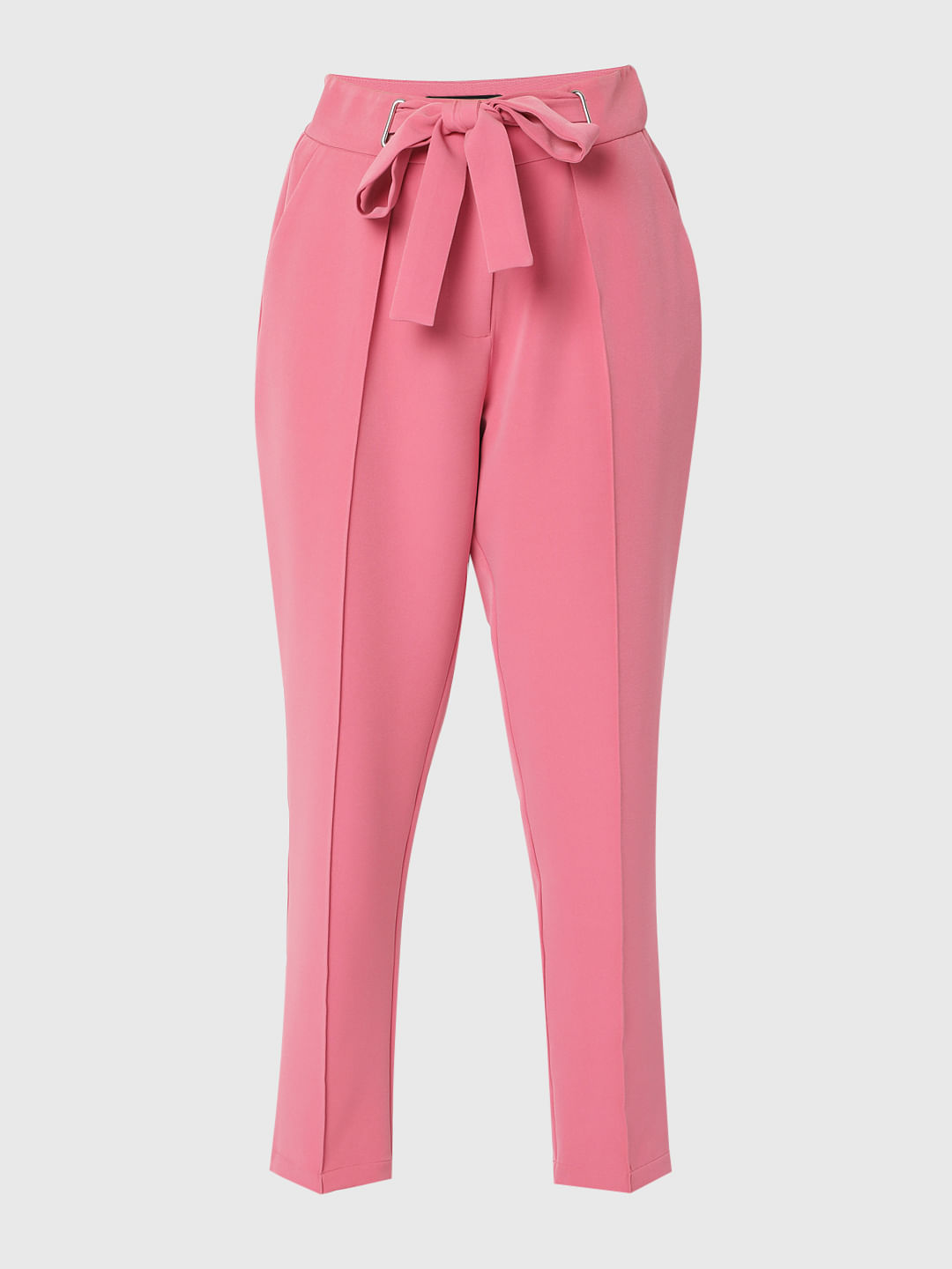 Buy Tokyo Talkies Pink Straight Fit Solid Peg Trousers for Women Online at  Rs859  Ketch