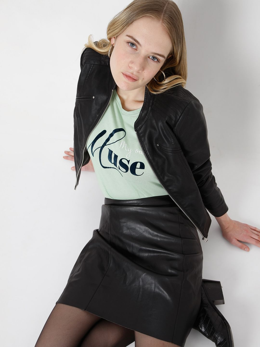 GREEN HIGH RISE FLARED SKIRT