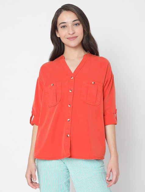 Orange Tencel Shirt