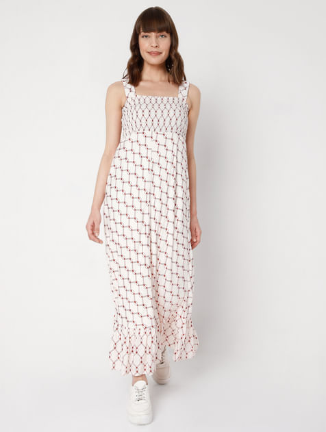 White Printed Maxi Dress
