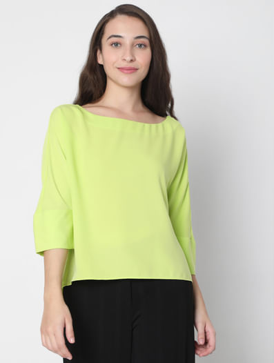 Green Boat Neck Top
