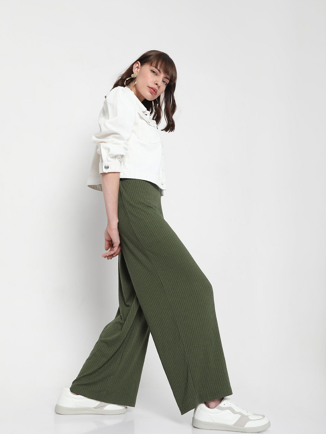 Green Designer Embroidered Lycra Palazzo Pant For WomanLGDPZ10