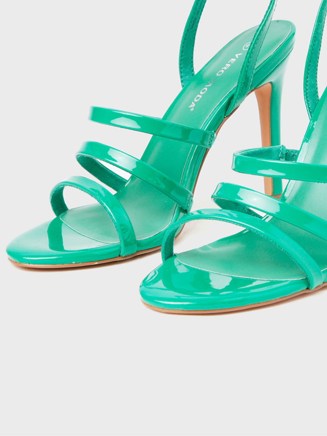 Asos Design Nandi Strappy Pointed High Heeled Sandals In Green | ModeSens