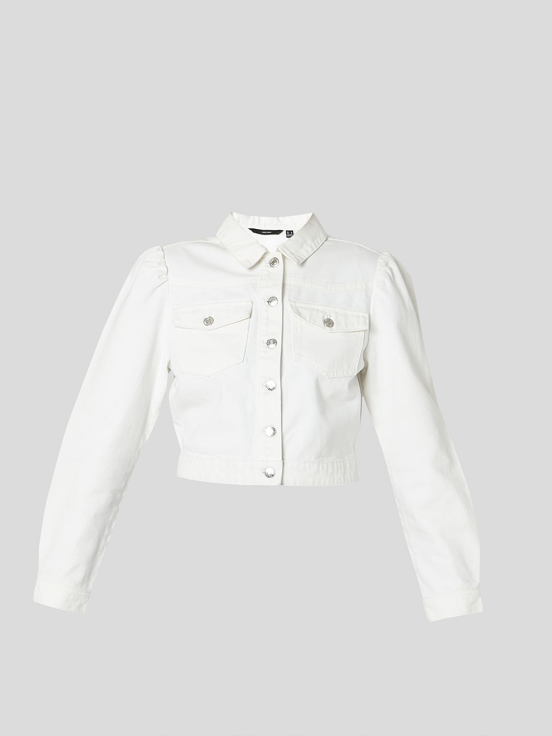 cropped white denim jacket