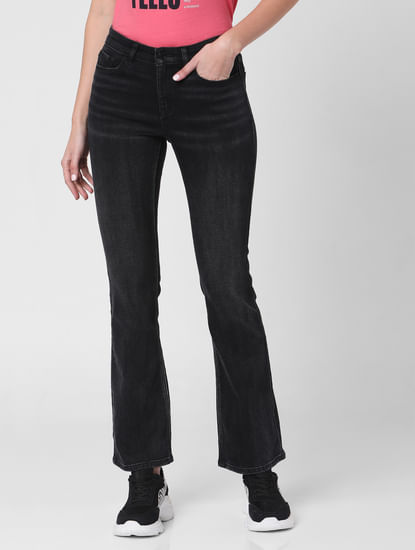 Black Mid Rise Bootcut Jeans 