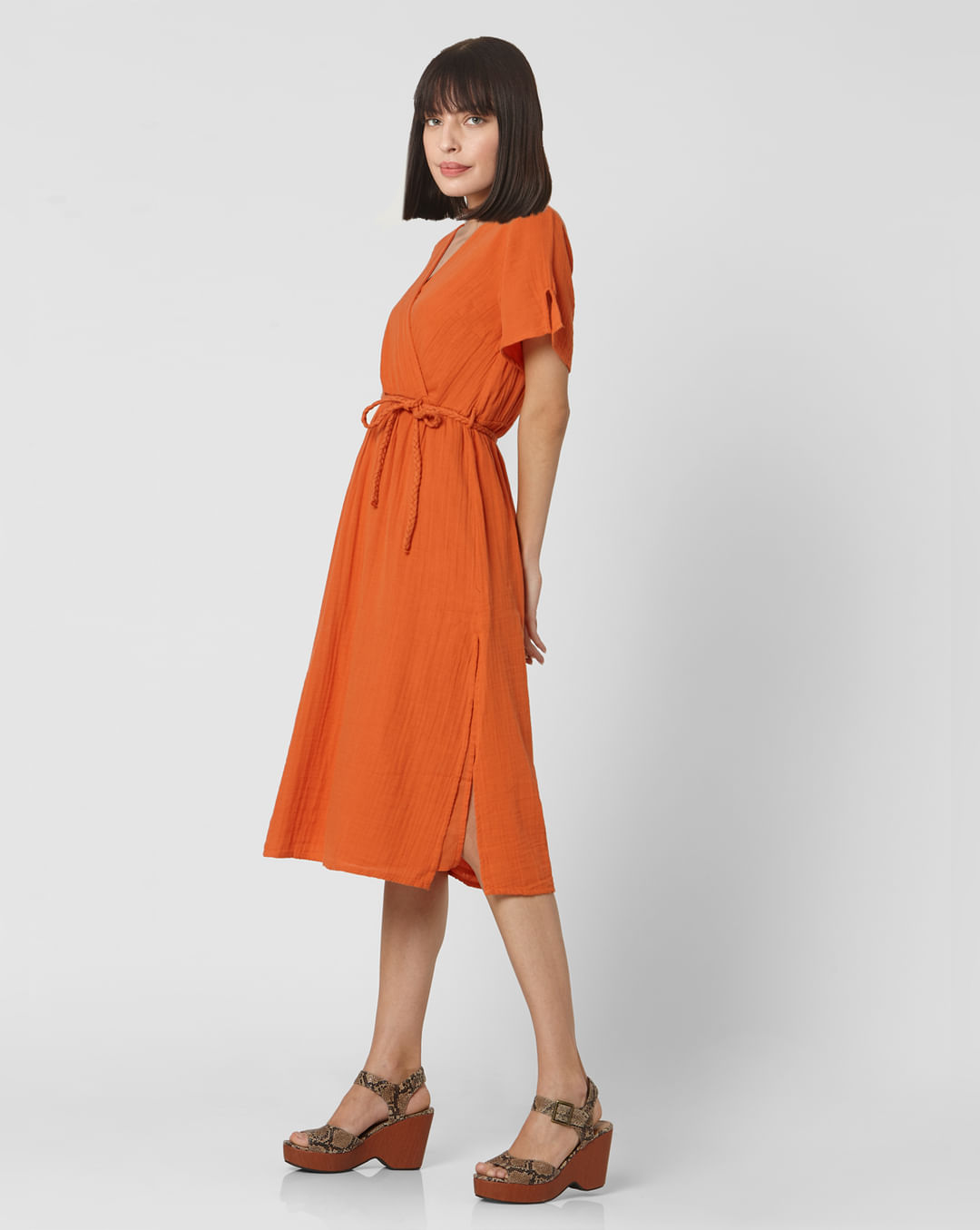 rol Drama Vooruit Midi Dress for Women - Buy Orange Organic Cotton Caftan Midi Dress Online  In India.