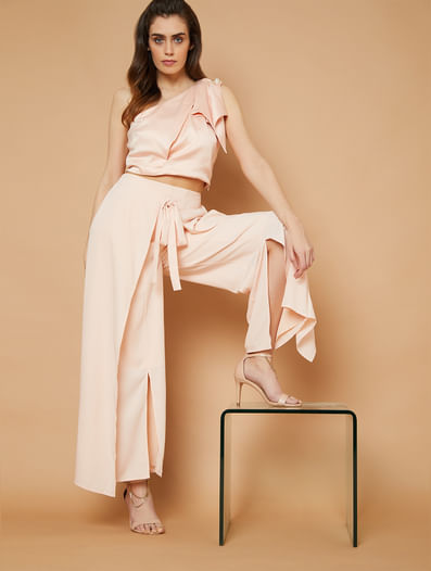 Marquee Pink Overlay Wide Leg Pants