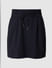 Navy Blue Mid Rise Drawstring Skirt