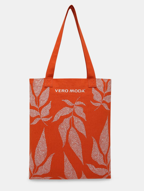 Orange Printed Tote Bag