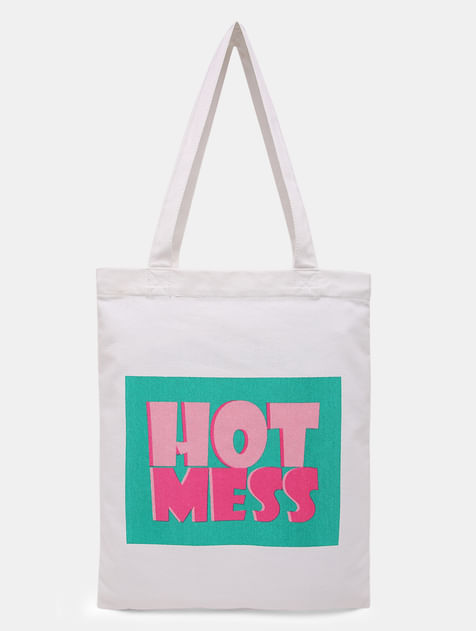White Hot Mess Text Tote Bag