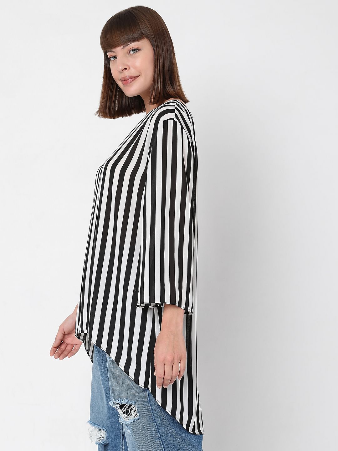 Buy White Striped Tunic Top for Women Online