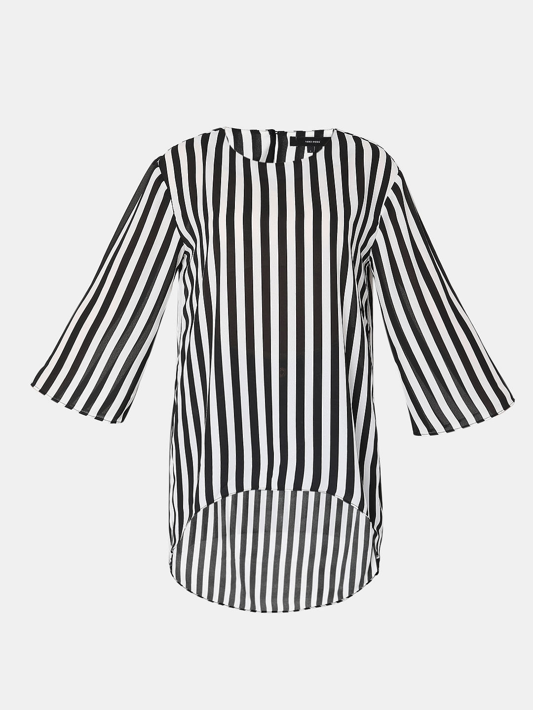 Black and white striped best sale tunic shirt