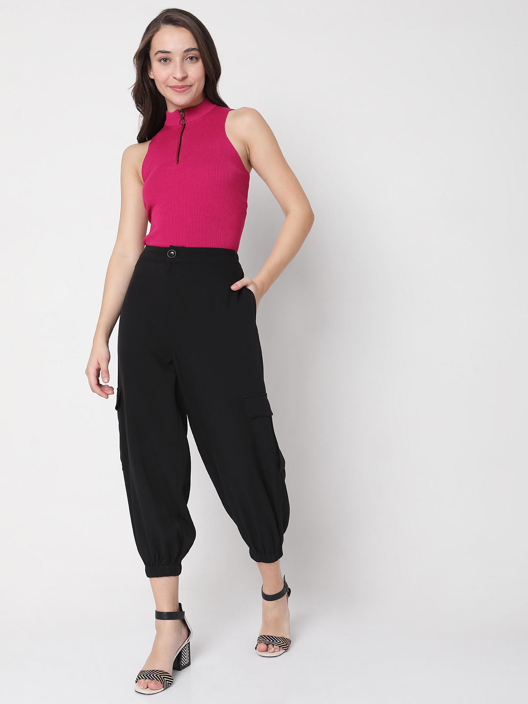 Black Baggy Low Rise 90S Cargo Trousers  PrettyLittleThing