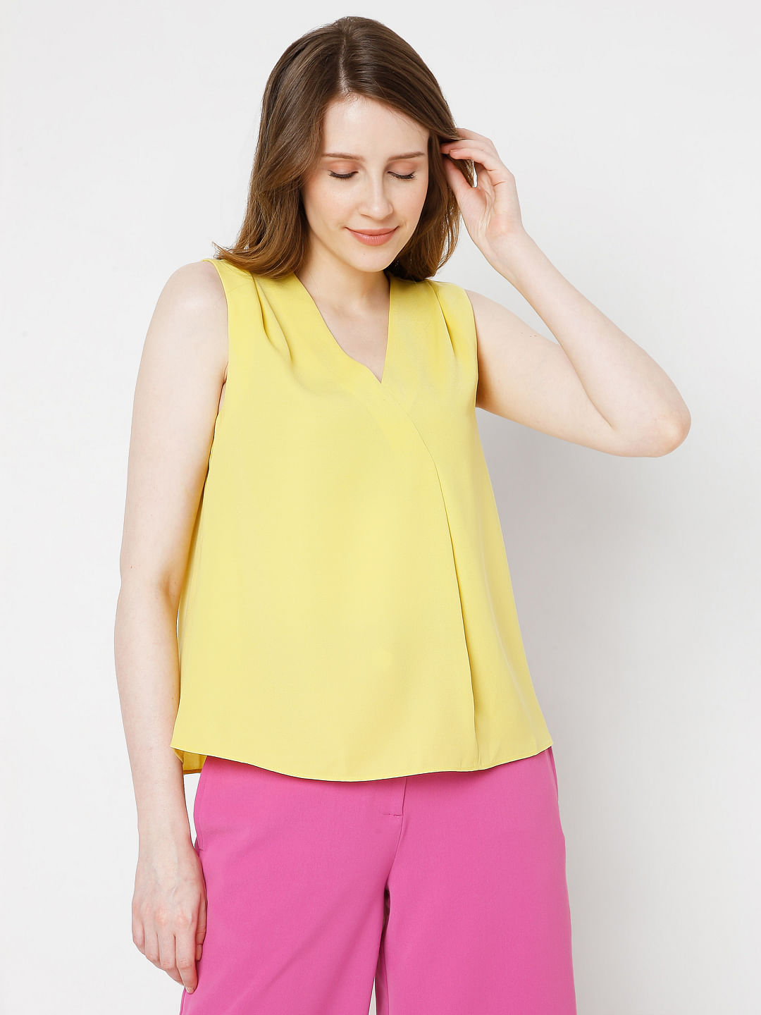 Womens yellow sales sleeveless top