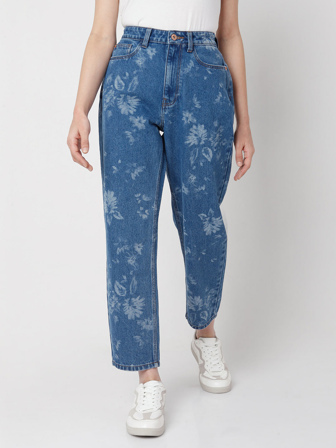 Buy Moschino Couture Women Blue All-Over Denim Printed Pants Online -  915155 | The Collective