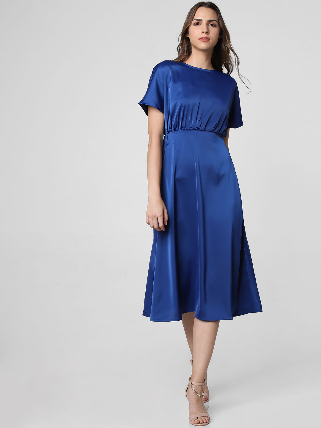 blue satin midi