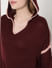 Maroon Knit Hooded Pullover
