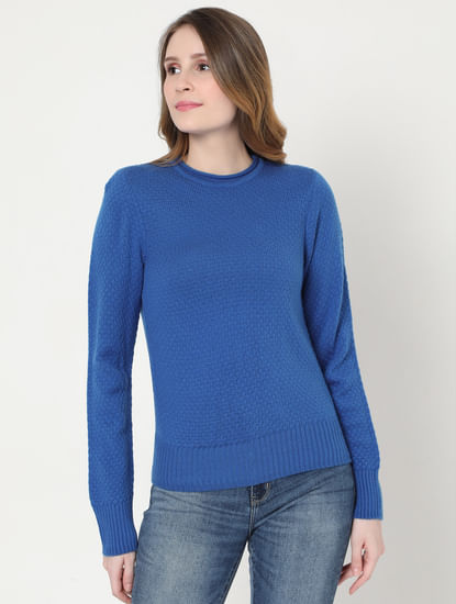 Blue Textured Pullover