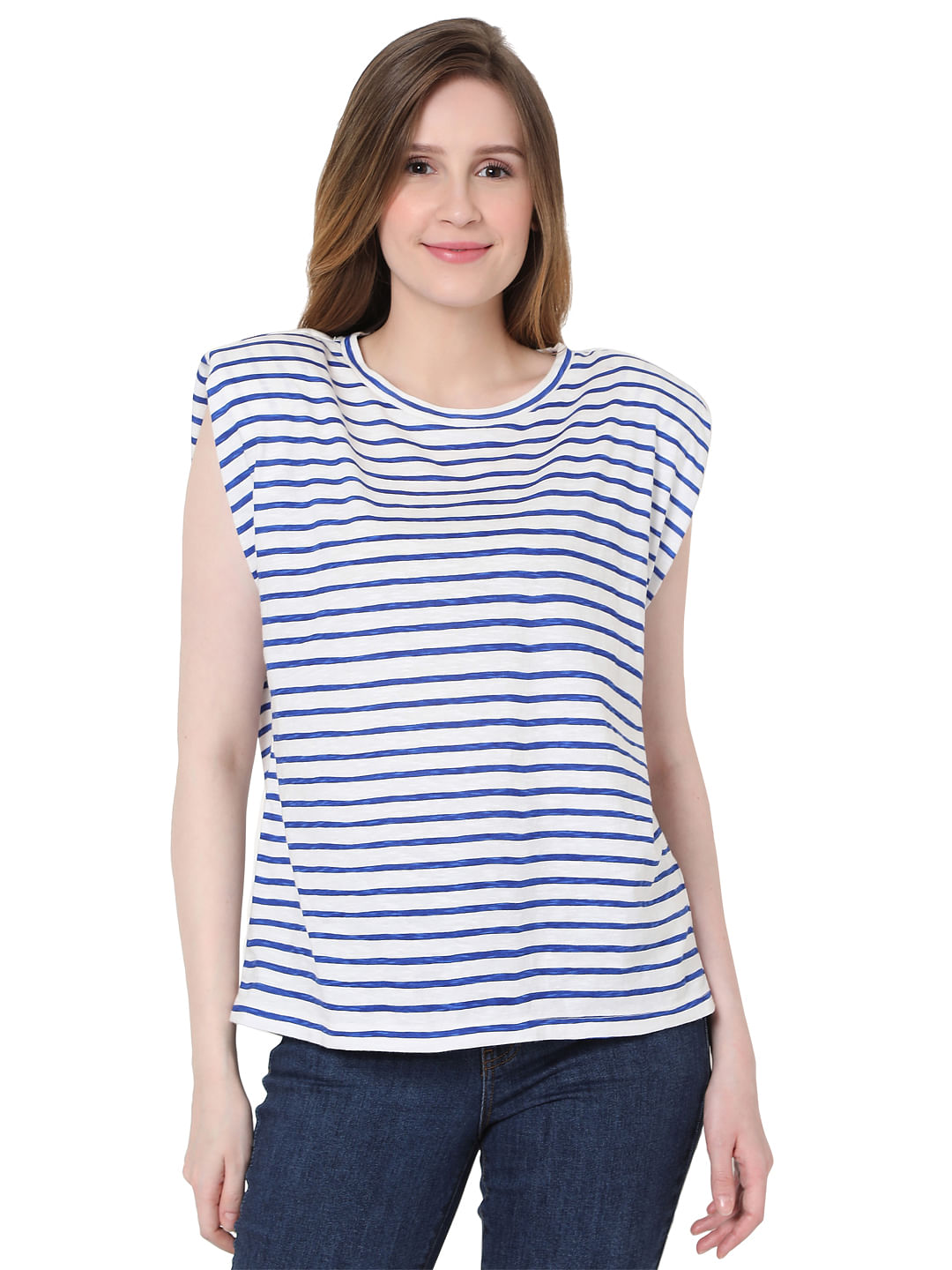 Womens t shirt with shoulder online pads