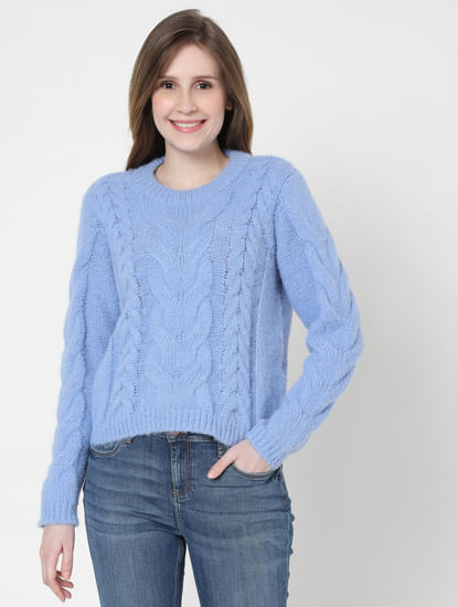 Blue Cable Knit Sweater 
