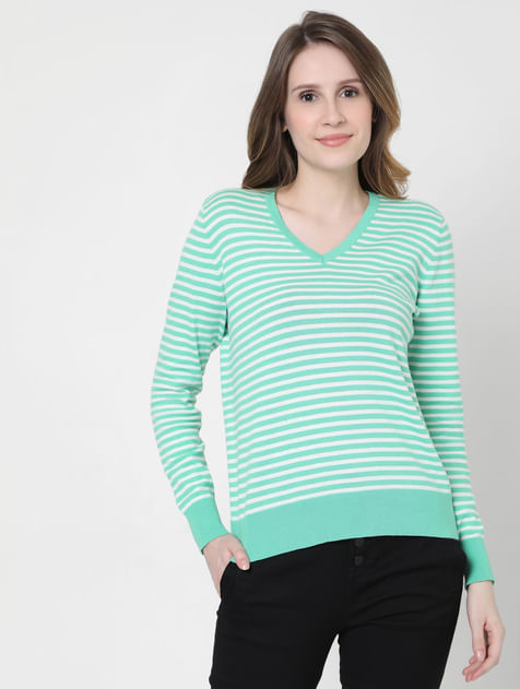 Mint Green Striped Pullover 