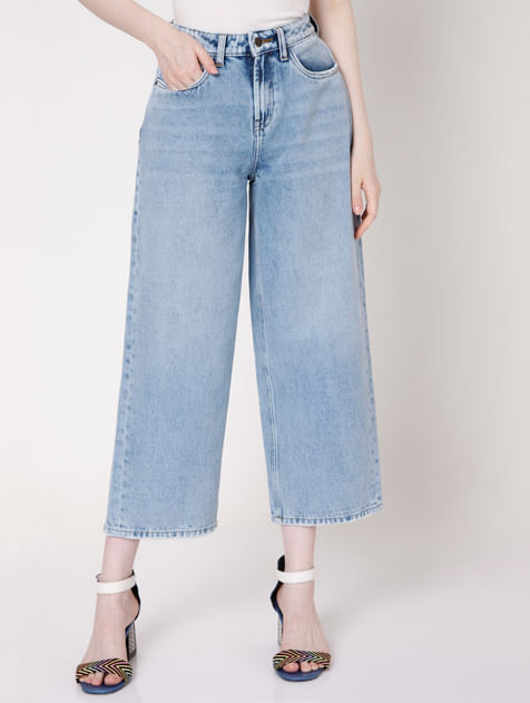 Blue High Rise Flared Jeans 