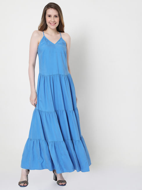 Blue Tiered Maxi Dress