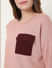 Pink Contrast Pocket Sweatshirt
