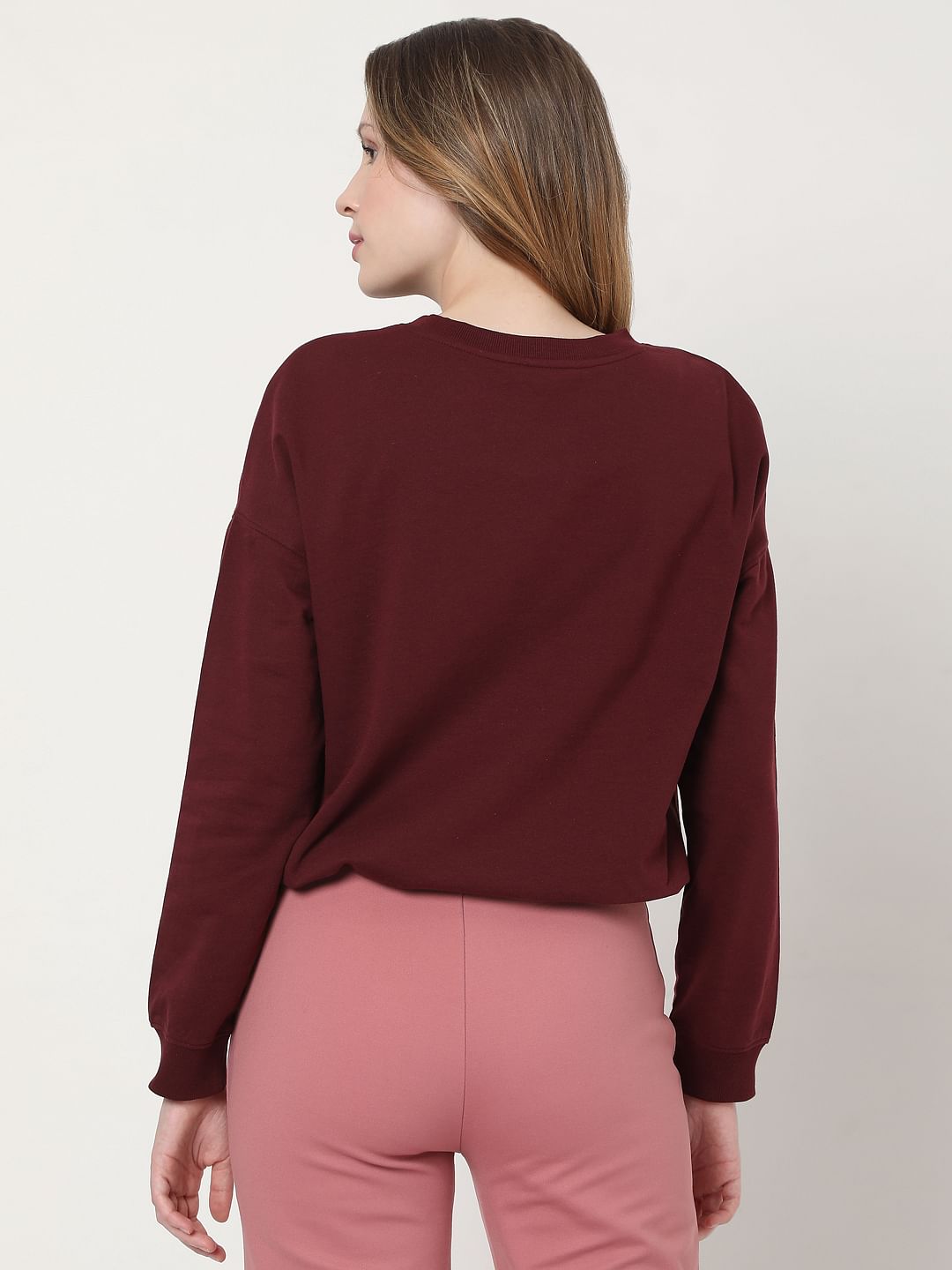 maroon cropped sweater