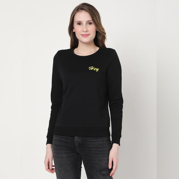 VERO MODA Black Text Print Sweatshirt