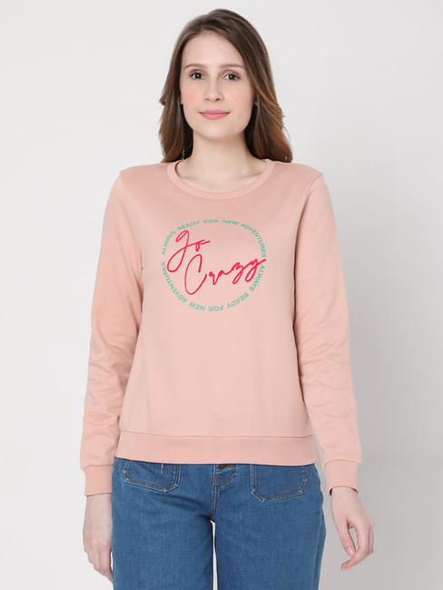 Pink Slogan Print Sweatshirt
