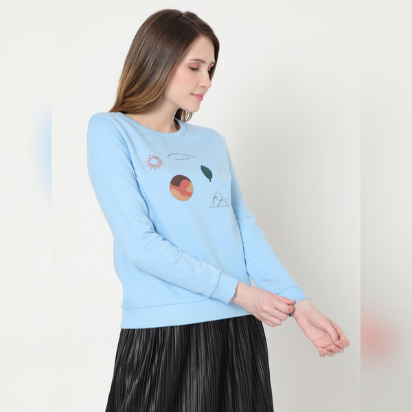 VERO MODA Blue Graphic Print Sweatshirt