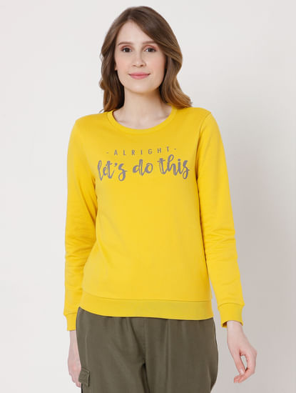 Yellow Slogan Print Sweatshirt