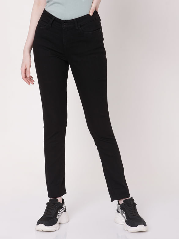 Black Mid Rise Wendy Skinny Jeans 