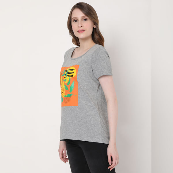 VERO MODA Grey Graphic Print T-shirt