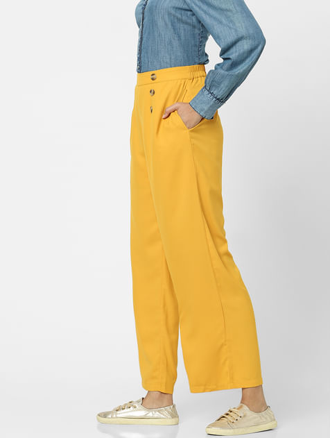 Yellow High Rise Flared Pants