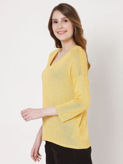Yellow V Neck Pullover