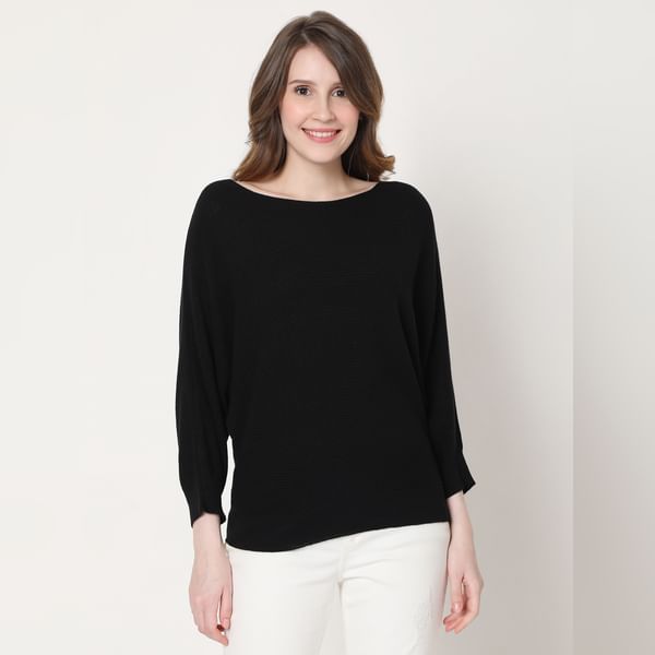 VERO MODA Black Boat Neck Pullover