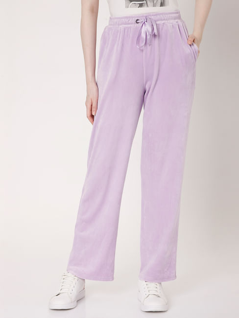 Lavender High Rise Velvet Pants