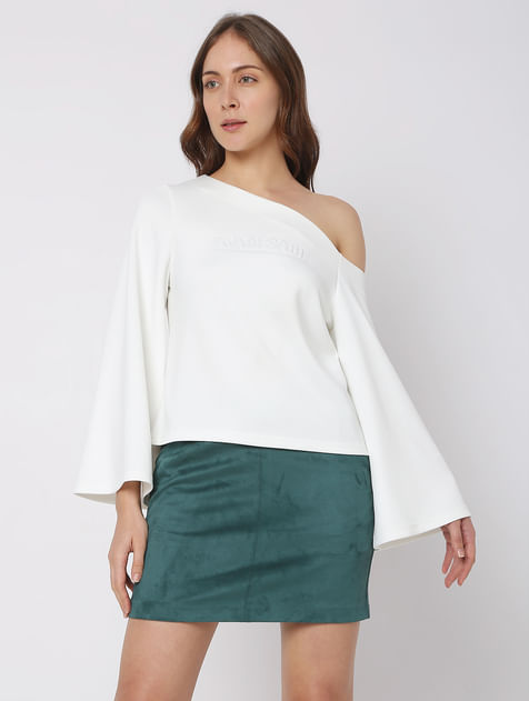 White One-Shoulder Sweatshirt