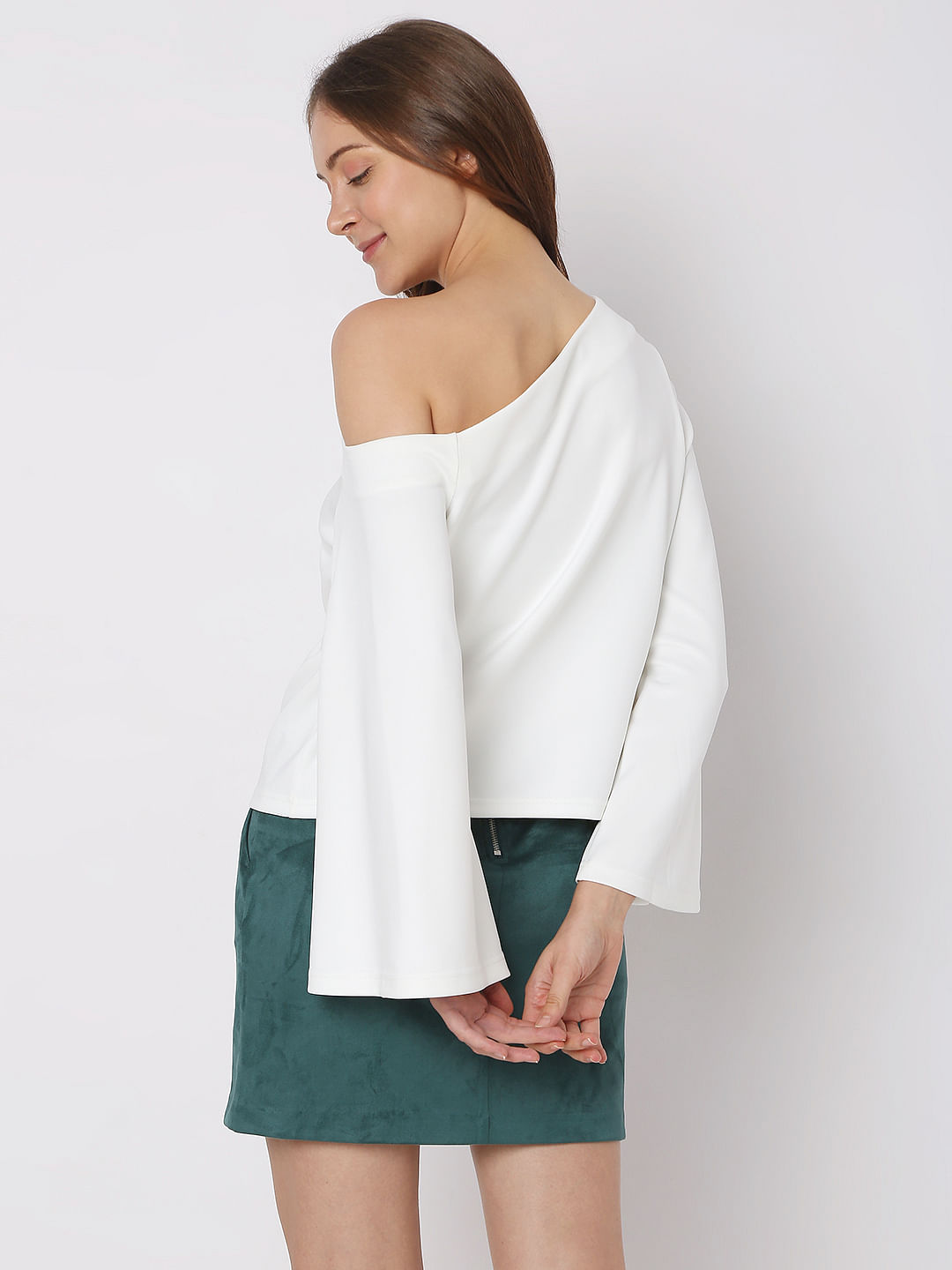 White One Shoulder Sweatshirt