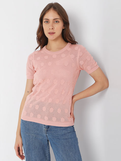 Coral Polka Dot T-shirt