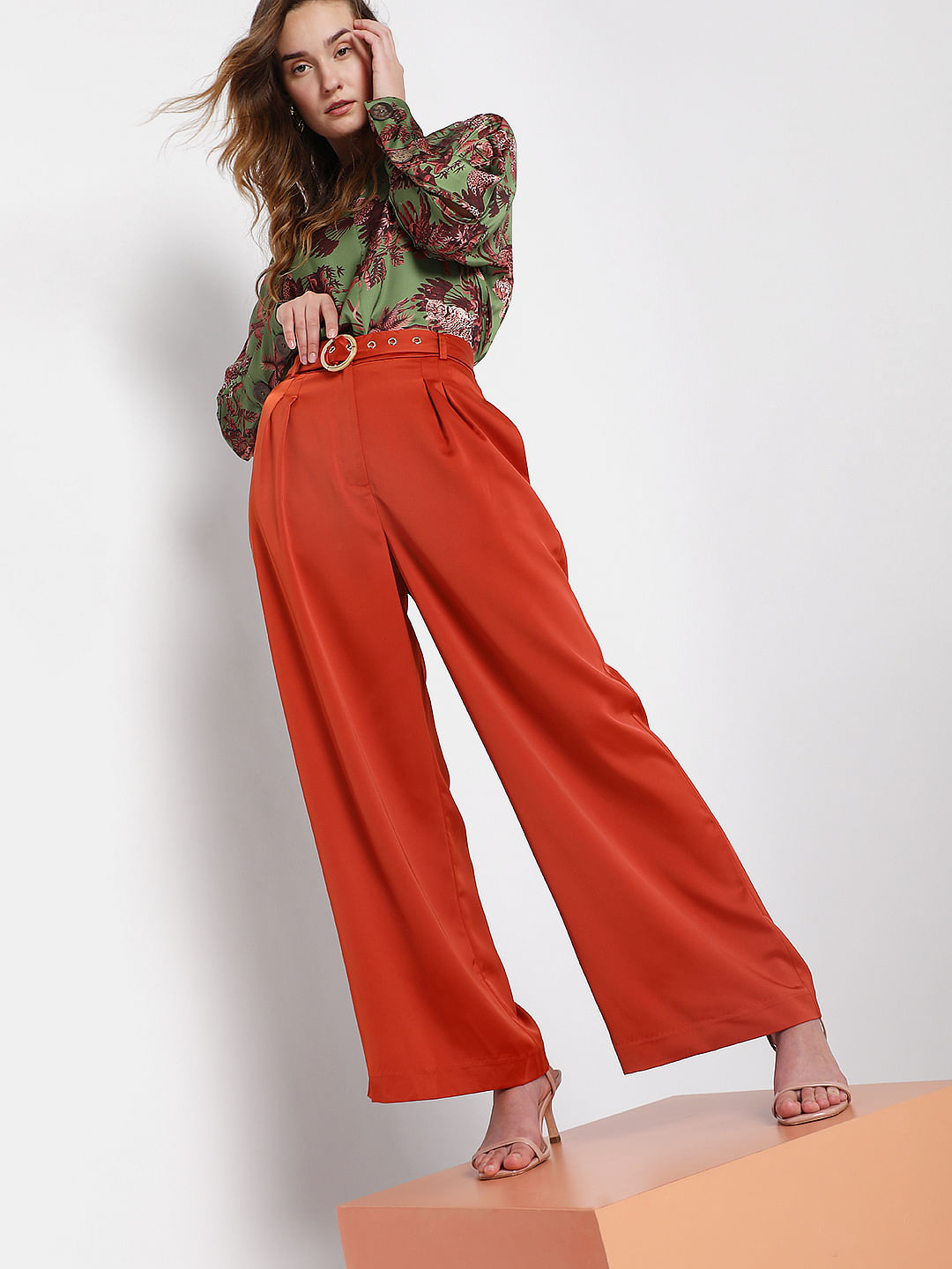 Buy White Mid Rise Slim Trousers Online In India