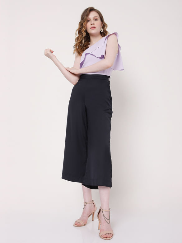 Buy Navy Blue Mid Rise Culottes Online In India.