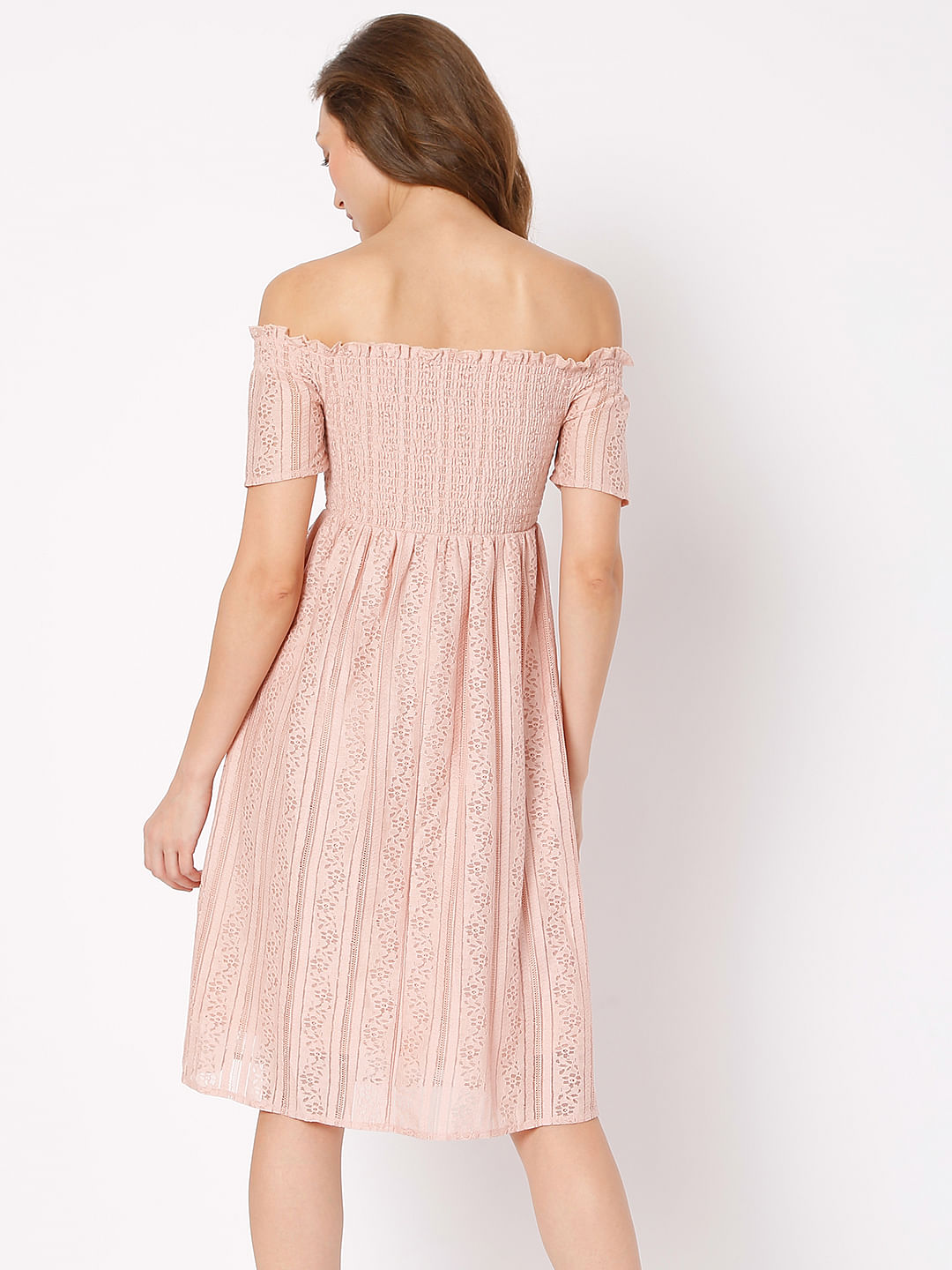 Off the shoulder store lace midi dress