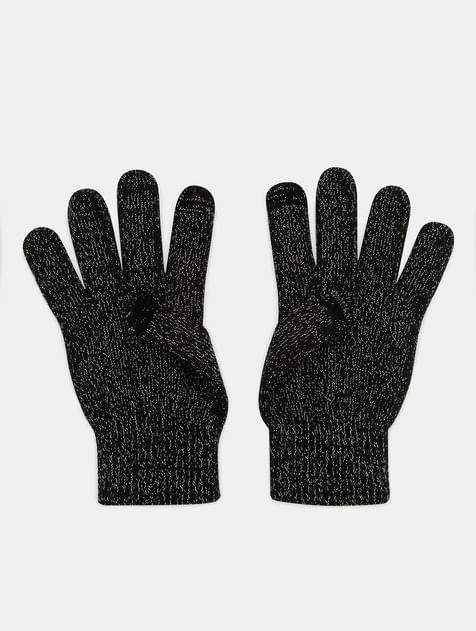 Black Lurex Yarn Gloves
