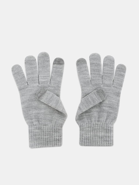 Light Grey Lurex Yarn Gloves