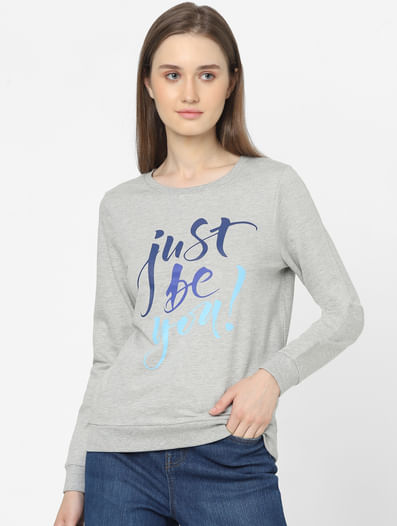 Grey Typographic Print Sweatshirt