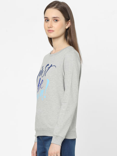 Grey Typographic Print Sweatshirt